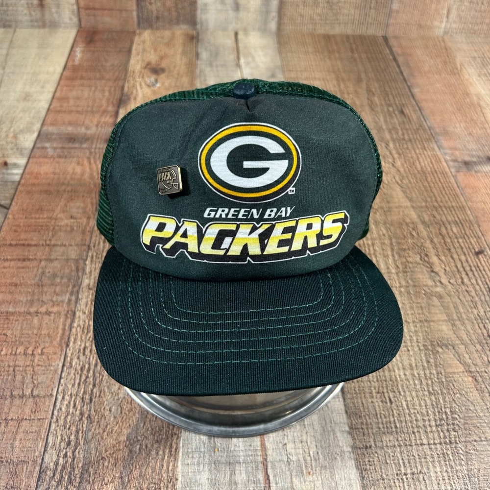 Vintage New Era Green Bay Packers Hat Snapback Mesh NFL Pack Fan Club Pin RARE